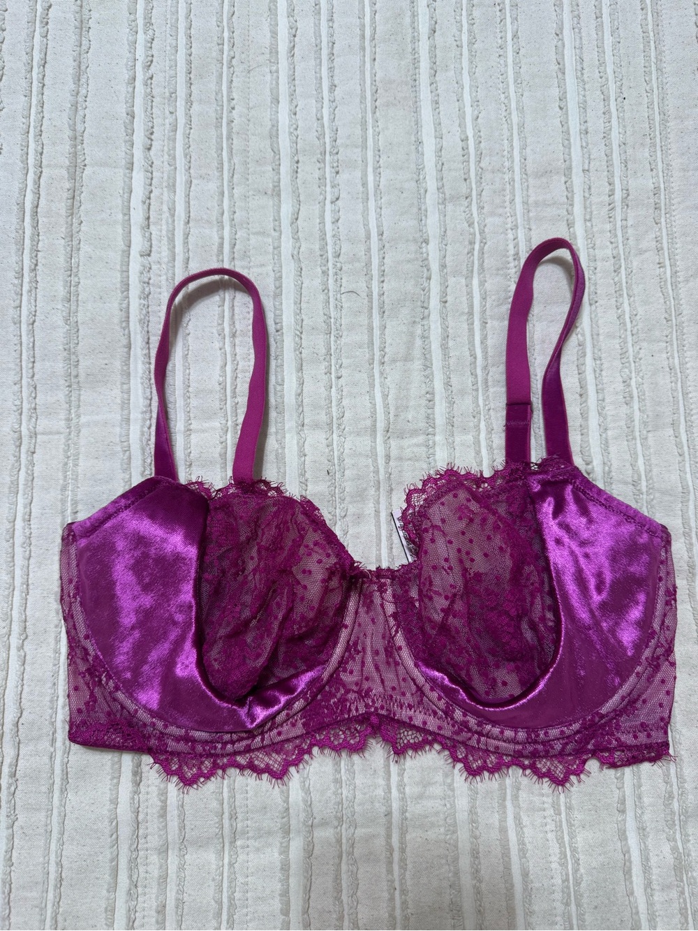Victoria's Secret Satin and Lace Underwire Bra in Magenta